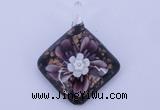 LP58 12*38*48mm diamond inner flower lampwork glass pendants