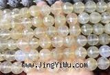 LSBS973 15 inches 14mm faceted round yellow cherry quartz gemstone beads wholesale LSBS973 15 inches 14mm faceted round yellow cherry quartz gemstone beads wholesale